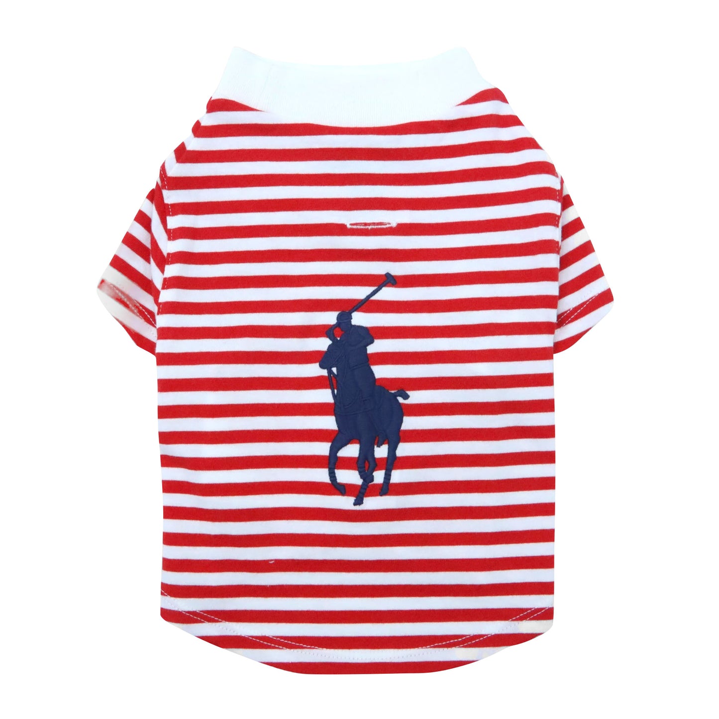 Cat and Dog Polo Pony Stripe T-Shirt in RL2000 Red and White