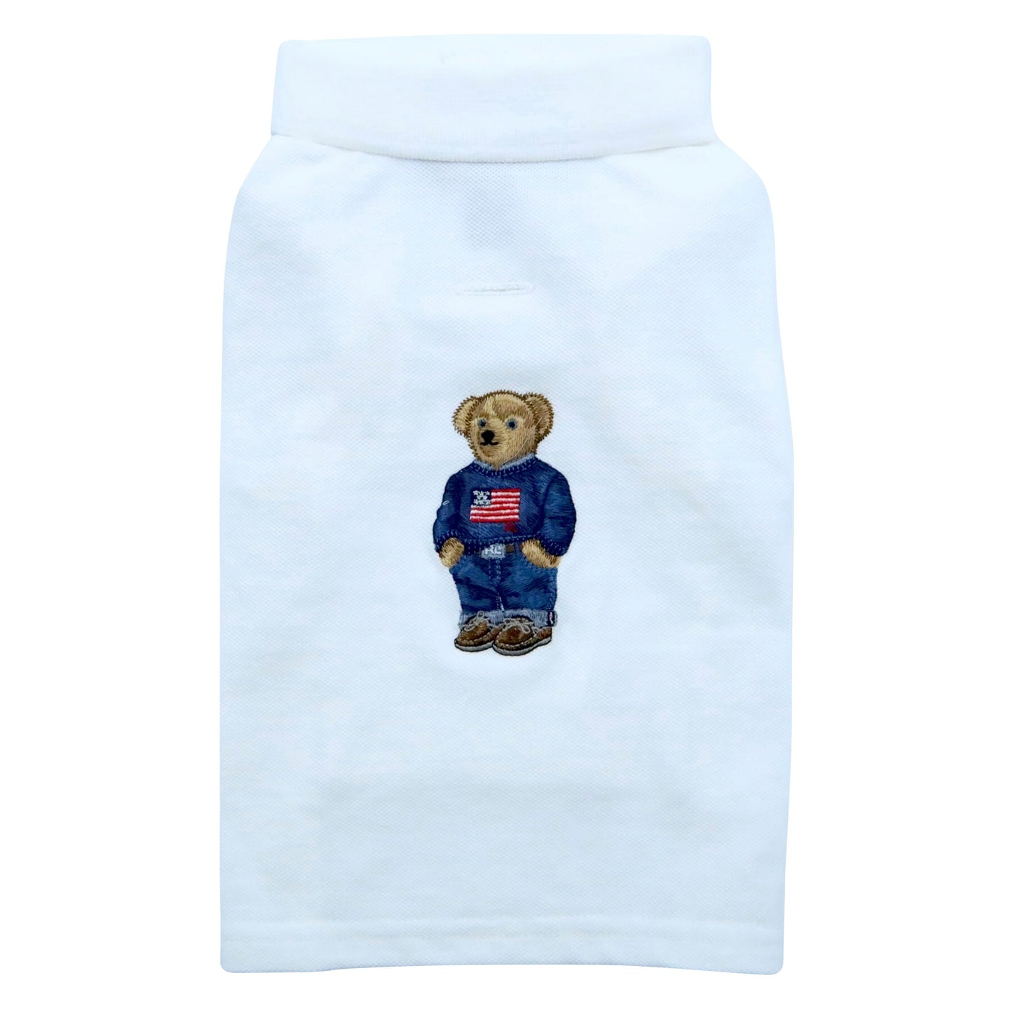 Cat and Dog Polo Bear Shirt in White