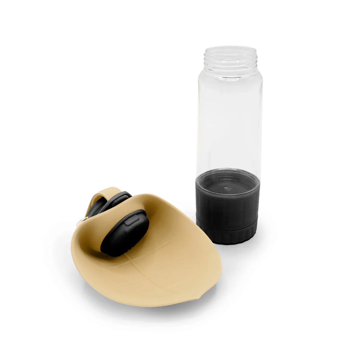 Portable Cat and Dog Water Bottle with Feeder - Camel/Black