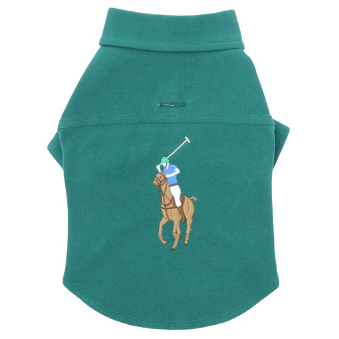 Cat and Dog Polo Pony Cotton Mesh Shirt in New Forest Green