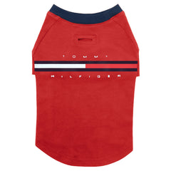 Cat and Dog Logo Print Tee in Primary Red