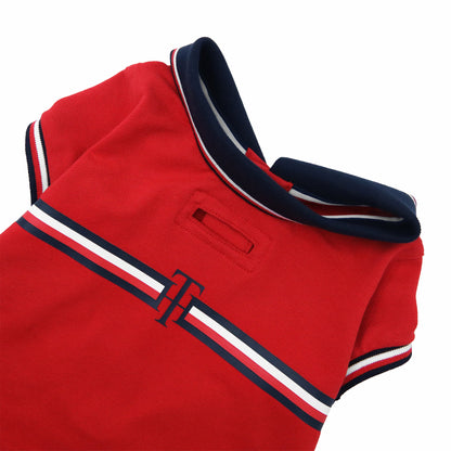 Cat and Dog Core Polo in Primary Red/Navy